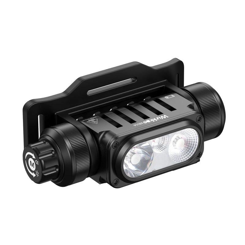 Wurkkos HD16 headlamp max output 2500lumen 297M, Configure spot&flood&red light with Convenient rotary switch