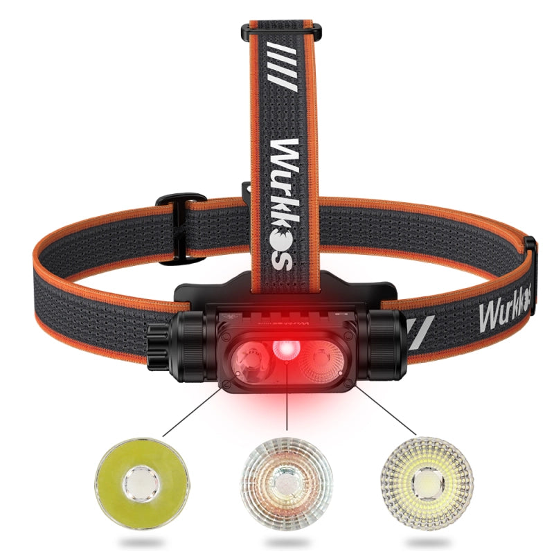 Wurkkos HD16 headlamp max output 2500lumen 297M, Configure spot&flood&red light with Convenient rotary switch