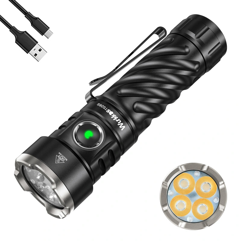 Wurkkos TS26S EDC Flashlight, 4*519A Leds with CRI 90+,max output 3100 lumens 191M, waterproof IPX8&Boost driver