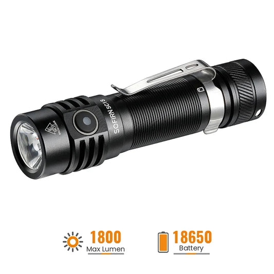 Sofirn SC18 SST40 Rechargeable EDC Flashlight (not anduril) Black - Battery included