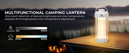 Wurkkos CL01 Camping Light with Adjustable Colour Temperature/Power Bank/RGB Police Modes/Magnet Tail/21700 Battery Replaceable