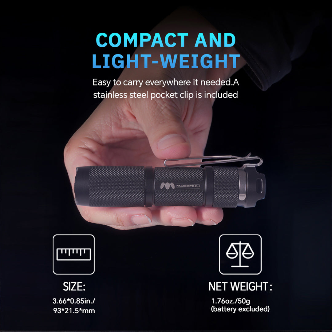 Maeerxu EC11 mini flashlight AA/14500 dual fuel Nichia 219c 2700k - Black