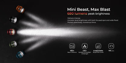 Wurkkos HD03 Clip Light, 680LM USB C Rechargeable Pocket Flashlight, with Spotlight/Floodlight(95 CRI)/RGB Lights/Magnet Inside/Buck Driver/ IPX6 Waterproof