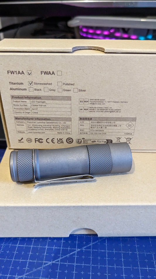 ONLY ONE AVAILABLE Lumintop FW1AA stonewashed Ti 519a 4000k Anduril2 14500 battery not included (Limited Edition)